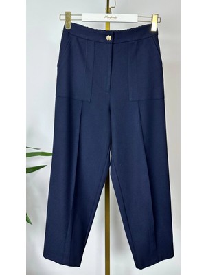 Sentez Lacivert Renk Marina Dıştan Cepli Pantolon