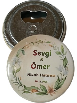 Isme Özel Açacaklı Magnet Nişan Söz Kına Nikah Hatırası Hediyeliği (58MM) 24 Adet