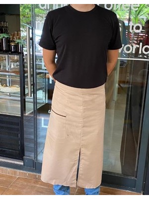 Pucutun Cepli Önlük Biyeli Uzun Belden Bej