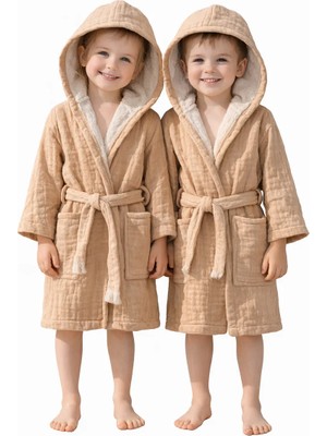 Aquatolıa Müslin Efes  Çocuk Bornoz - Pamuklu - Kapşonlu -  Unise x  - Çocuk Bornozu