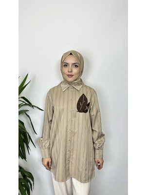 Lonbelon Kahve Renk Çizgili Gömlek
