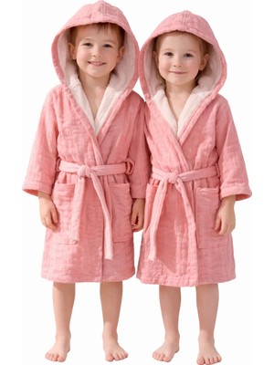 Aquatolıa Müslin Efes  Çocuk Bornoz - Pamuklu - Kapşonlu -  Unise x  - Çocuk Bornozu