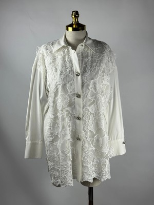 MY312 Ekru Renk Dantelli Tunik