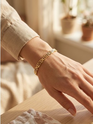 Zarene Silver Xuping Meander Desen Bileklik 14K Gold