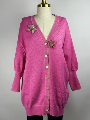 Ghisa Pembe Renk Gold Renk Detaylı Hırka