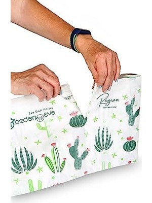 Pucutun Masa ve Aktivite Piknik Örtüsü Kullan At Sıvı Geçirmez 3 Rulo (Rulo Içi:10 Adet) Kaktüs 100X120CM