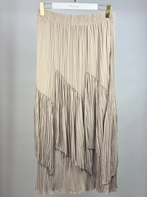 Sentez Taş Renk Viola Parçalı Kırıştırma Etek