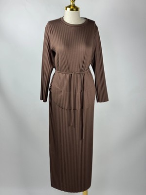 MY312 Kahve Renk Piliseli Elbise