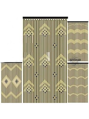 abnturk El Işi Naturel Separatör Kapı Dekor Perdesi 90X180CM Dizgisi 27 Sıra Ahşap Boncuklu Kapı Sinekliği