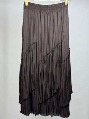 Sentez Kahve Renk Viola Parçalı Kırıştırma Etek