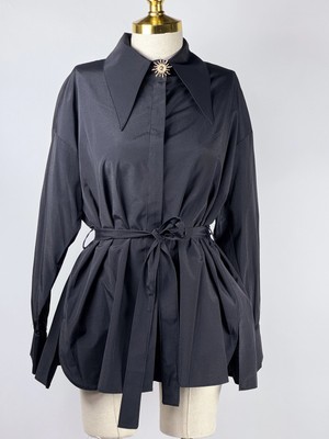 MY312 Siyah Renk Yaka Detaylı Gömlek