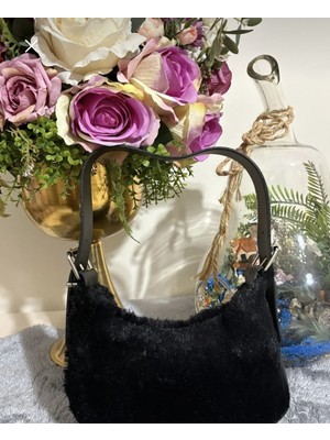 Duru Bags Wallet Kadın Kemerli Peluş Kürklü Baggy Çanta