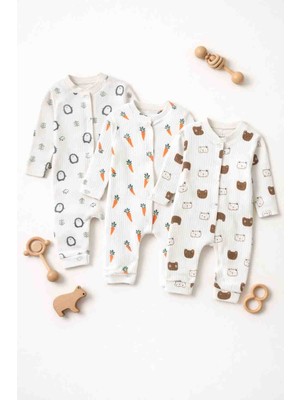 UmBaby Erkek Bebek 3 Lü Tulum Set Pamuklu Karışık Desen