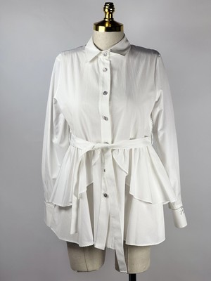 MY312 Ekru Renk Arkası Dantelli Tunik