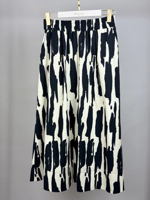 Sentez Siyah Renk Zebra Desenli Kloş Etek