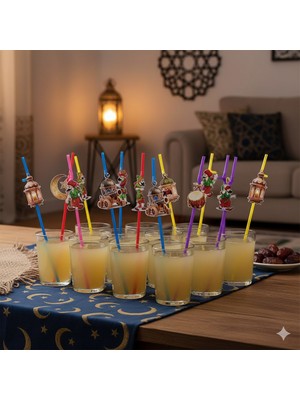 Dodomar Hacivat Karagöz Temalı 10'lu Artistik Pipet Ramazan Parti Süsü