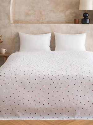 LC Waikiki Kırmızı Kalp Desenli Çift Kişilik Pike  (S6)