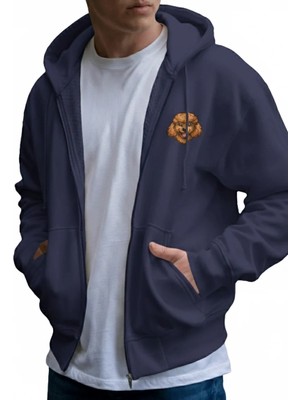 Muhtar Store Erkek Toy Poodle Baskılı Oversize Fermuarlı Hoodie