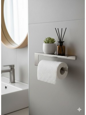 Dersel Dekor Modern Düzenleyici Paslanmaz Çelik Duvar Açık Raflı Havlu Askılığı Metal Banyo Rafı ve Havluluk Havlu Kağıtlık