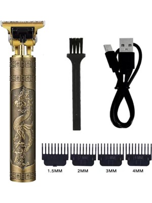 Greathings Vintage Görünümlü Güçlü 4 Farklı Başlıklı USB Şarjlı Manuel Tıraş Makinası