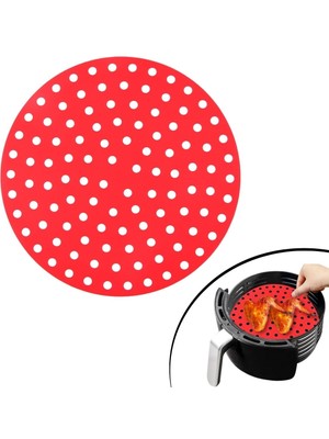 Greathings  Renkli Isıya Dayanıklı Yıkanılabilir Silikon Fırın ve Airfryer Yuvarlak Pişirme Matı 23 cm