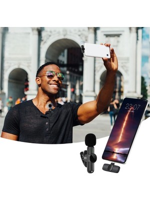 Greathings Type C Uyumlu Iphone Dönüştürücülü Kablosuz Yaka Mikrofonu Android ve Iphone Uyumlu Mini Mikrofon