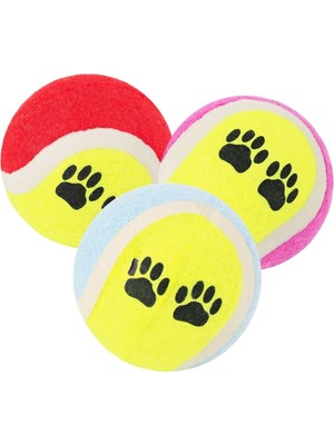 Greathings  3lü Renkli Desenli Tenis Topu Kedi Köpek Oyuncağı