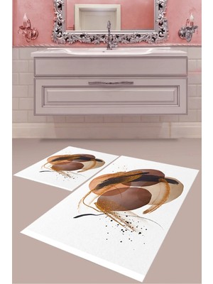 Mabeba Tekstil Dijital Baskı Yıkanabilir Kaymaz Taban Modern Banyo Paspası