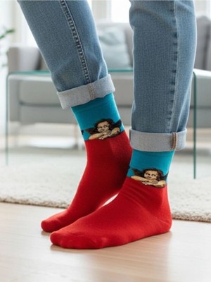 Aksu Çorap Unisex Art Madonna Angel Desenli Renkli Soket Çorap