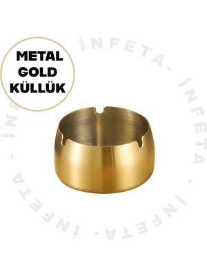 İnfeta Gold Tasarım Metal Küllük Modern Şık Küllük Gold Kül Tablası