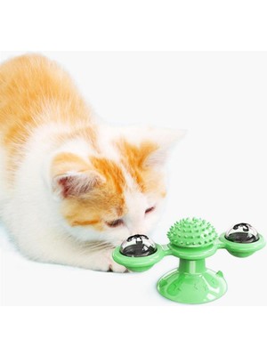 Greathings Pet Malzemeleri Vantuzlu Fırıldak Toplu Dönen Şeffaf Depo Tasarım Interaktif Kedi Oyuncağı