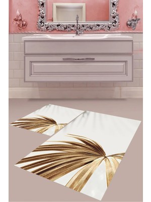 Mabeba Tekstil Dijital Baskı Yıkanabilir Kaymaz Taban Modern Banyo Paspası