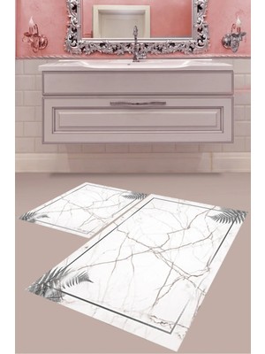 Mabeba Tekstil Dijital Baskı Yıkanabilir Kaymaz Taban Modern Banyo Paspası