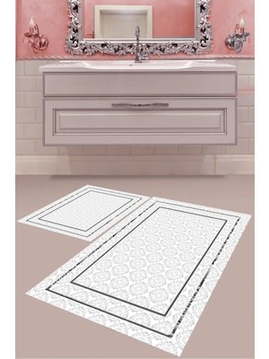 Mabeba Tekstil Dijital Baskı Yıkanabilir Kaymaz Taban Modern Banyo Paspası