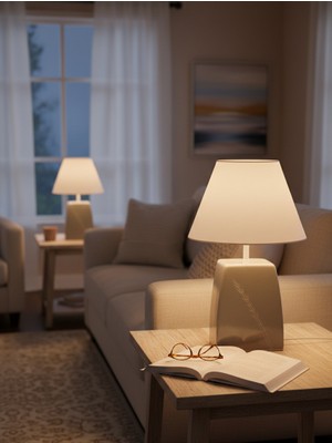 Dekoratif  Dikdörtgen Prizma  Seramik  Abajur  ABJ0022