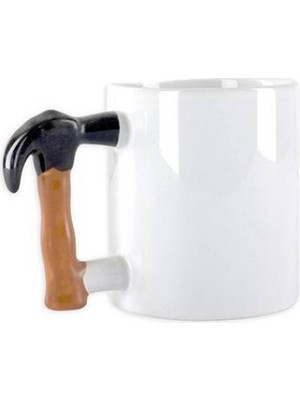 Greathings Ilginç Hediyelik Çekiç Kulplu Tasarımlı Seramik Kupa Bardağı