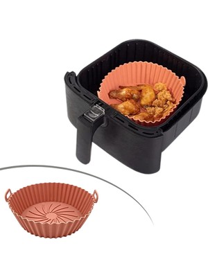 Greathings Renkli Isıya Dayanıklı Yıkanılabilir Silikon Fırın ve Airfryer Yuvarlak Model Pişirme Matı 20 cm