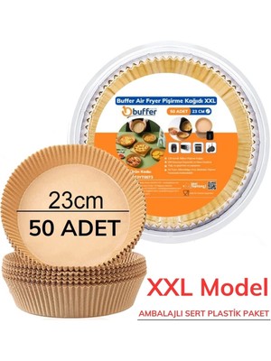 Greathings 50 Adet Air Fryer Pişirme Kağıdı Tek Kullanımlık  23 cm Yuvarlak Pişirme Kağıdı Xxl Pvc Li