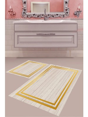 Mabeba Tekstil Dijital Baskı Yıkanabilir Kaymaz Taban Modern Banyo Paspası