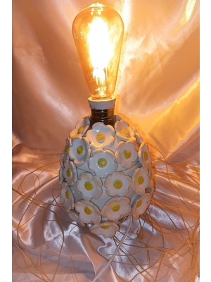 Rahan El Işi Seramik Abajur LED Işık Papatya Hand Made Kalp