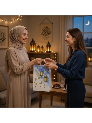 Dodomar Ramazan Kandil Temalı Hediyelik Karton Çanta 26X40X8 cm Iftar Dağıtım