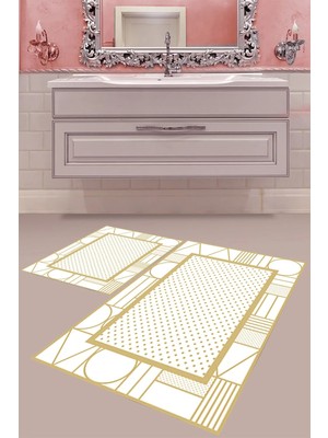 Mabeba Tekstil Dijital Baskı Yıkanabilir Kaymaz Taban Modern Banyo Paspası