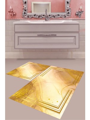 Mabeba Tekstil Dijital Baskı Yıkanabilir Kaymaz Taban Modern Banyo Paspası