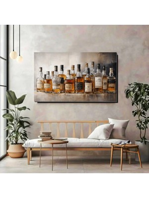 Artprinta Viski Şişeleri Temalı Kanvas Tablo – Modern Bar ve Ofis Duvar Dekoru