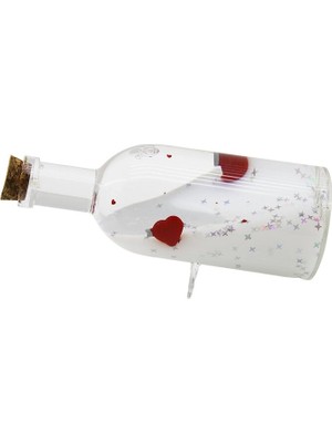 Timion Beyaz Su Kalp- Yıldız Yuvarlak Mika Şişe=yan Duruş Ayak Yüzen Batmayan Dekoratif Biblo Akvaryum (5148)