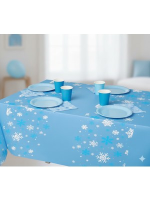 Dodomar Kar Temalı Frozen Masa Örtüsü 120X180 cm Çocuk Doğum Günü Parti Dekoru