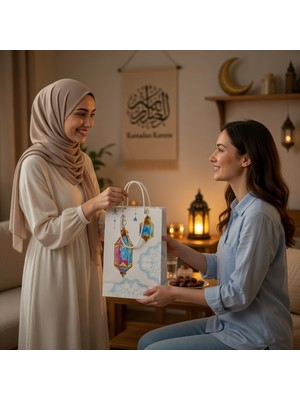 Dodomar Ramazan Temalı Hediyelik Karton Çanta 26X40X8 cm Iftar ve Dağıtım Için