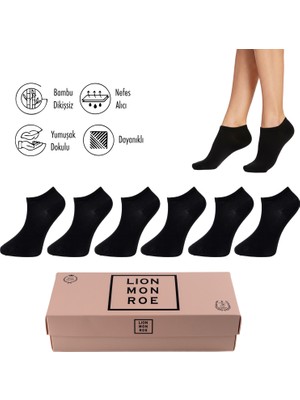 Lion Monroe Saf Bambu Kadın Patik Düz Kısa Çorap Dikişsiz Premium Kutulu 6'lı L5952AZNP Softaura