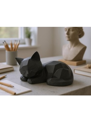 MakinoLab Uyuyan Kedi Figürü (3d)
