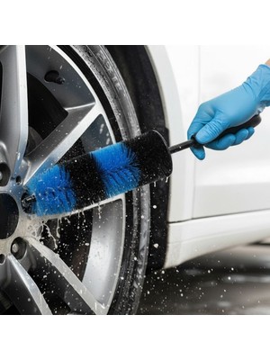 Greathings Ergonomik Saplı Jant ve Lastik Temizleme Fırçası – Araç Detay Temizliği Için Güçlü Kıllı Detay Fırçası